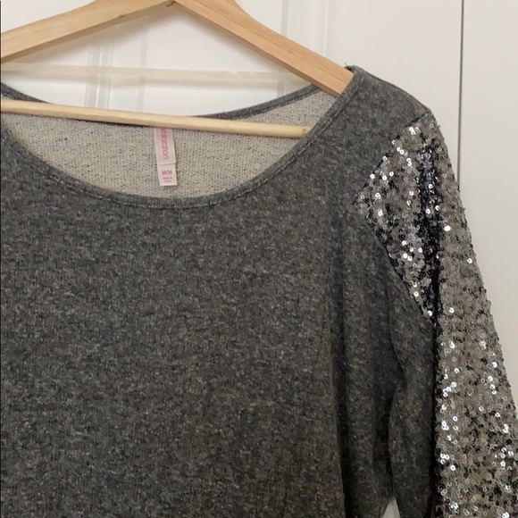 Dark Gray Sequin Sweater - Picture 3 of 4